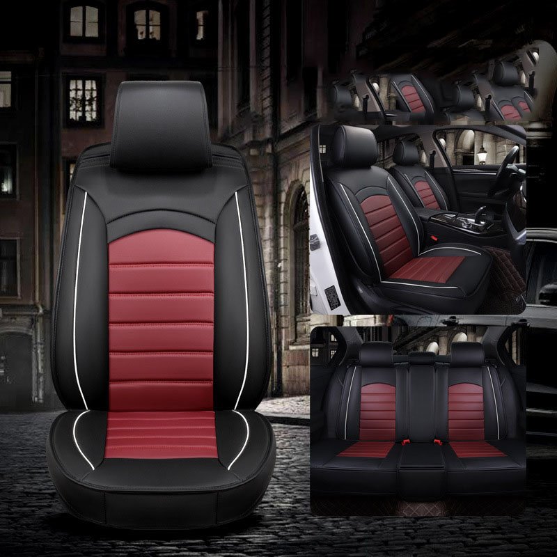 Universal Fit Seat Covers Full Coverage Soft Wear-Resistant Durable Skin-Friendly Man-Made PU Leather Airbag Compatible