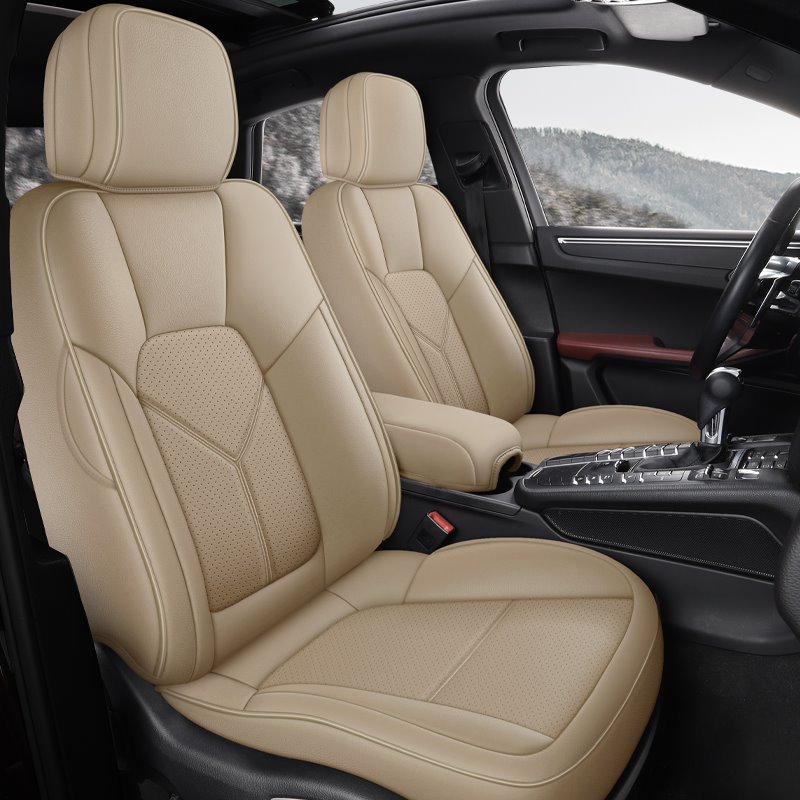 5 Seats Full Coverage Custom Fit Seat Covers Wear Resistant Leather Fabric Strong Elasticity And Non Deformation Airbag