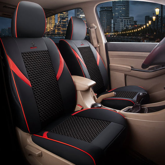7 Seats Combined with High-quality Artificial Leather and Wear-resistant Ice Silk Material Universal Fit Seat Covers Two Front Seat Covers Are Fully W