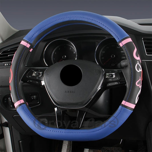 High Quality Leather Fabric Round and D Type Universal Steering Wheel Cover Non-slip Breathable Wear-resistant and Dirt-resistant Comfortable Grip Suitable for 98% of Cars Steering Wheel Covers