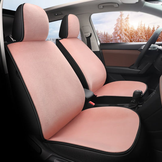 Full Coverage 5 Seater Simple Style Solid Color Universal Fit Seat Covers Short Plush Material Soft And Smooth Skin Friendly (Ford Mustang and Chevrol