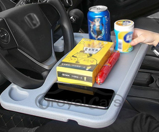 Escritorio con volante para ordenador portátil, tableta, iPad o portátil, mesa de viaje para coche, gancho para comer comida en la bandeja del volante, 1 Uds. 