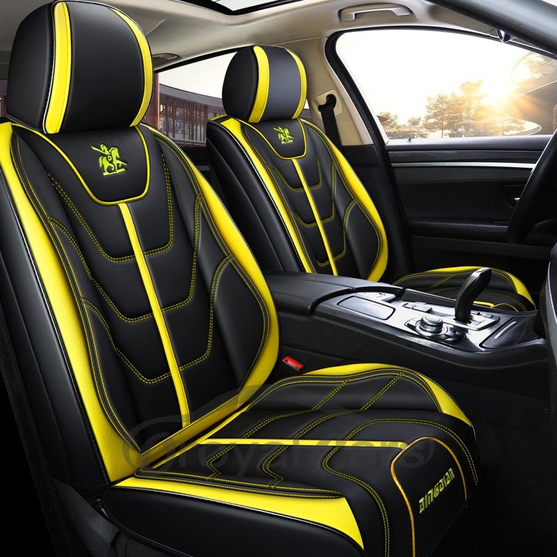 Leather Car Seat Covers 5 Seats Full Set Fit Sedan SUV Truck Vans Leatherette Automotive Seat Cushion Protector Universal Fit for Most Cars