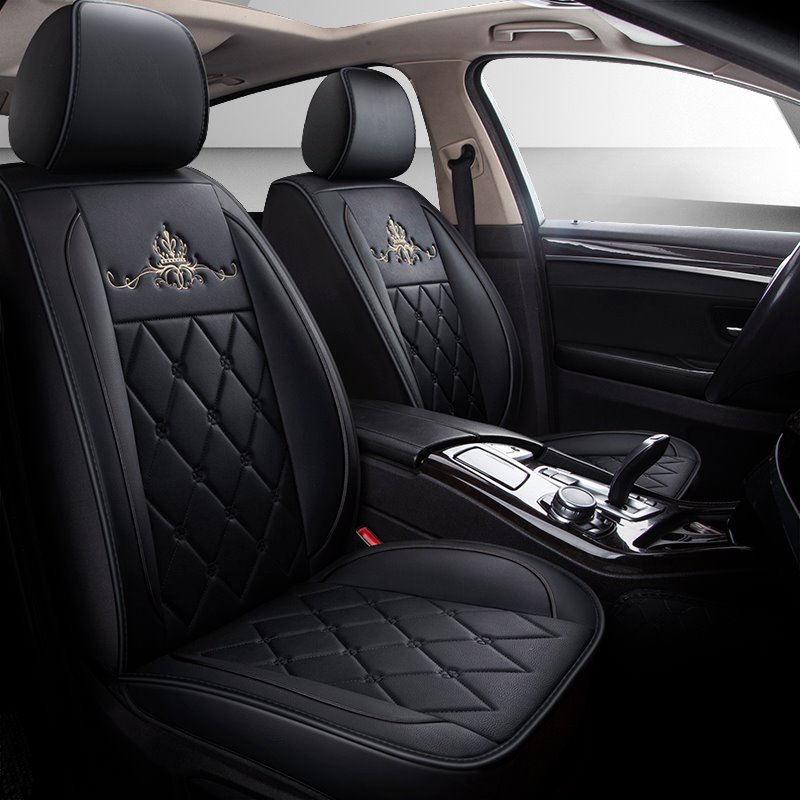 Luxurious Crown Simple Style High Quality Leather 5 Seater Universal Fit Seat Covers Airbag Compatible Safe Comfortable