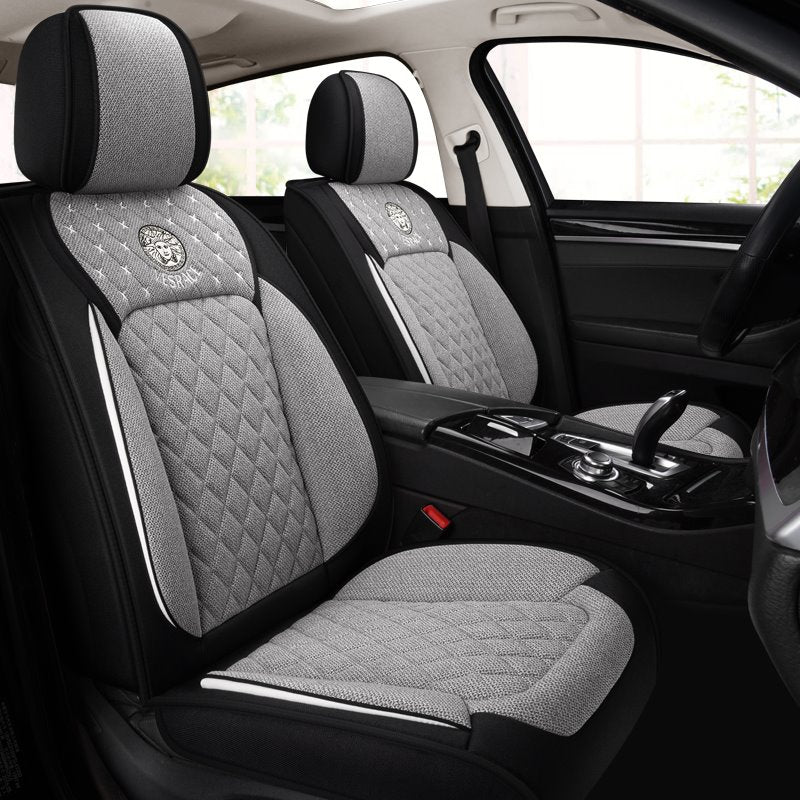 Cloth Car Seat Cover Synthetic Linen Fabric Waterproof Washable Breathable Seat Cushion Front and Rear Full Set Univers