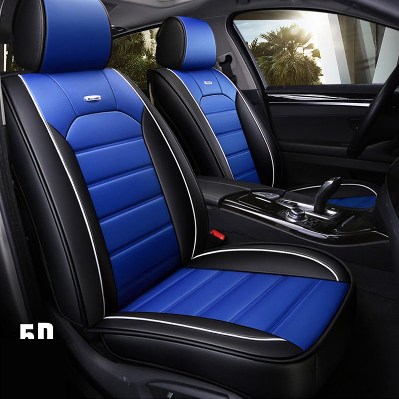 Leather Car Seat Covers, Faux Leatherette Automotive Vehicle Cushion Cover for 5 Passenger Cars & SUV Universal Fit Set
