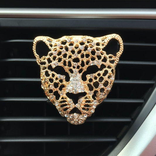 2 Pieces Bling Car Air Vent Clips Car Decoration Accessories Crystal Rhinestone Car Clips Crystal Car Aromatherapy(Leopard)