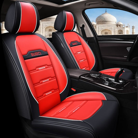 Creative Sport Style 5 Seats Universal Fit Seat Covers High Quality Leather Material Wear Resistant Dirt Resistant and Durable (Ford Mustang and Chevr