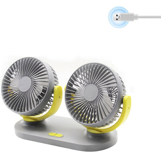 USB Car Fan Dual Head Fan for Backseat Air Circulator Fan with Strong Airflow Ultra Quiet Wide Angle Adjustable