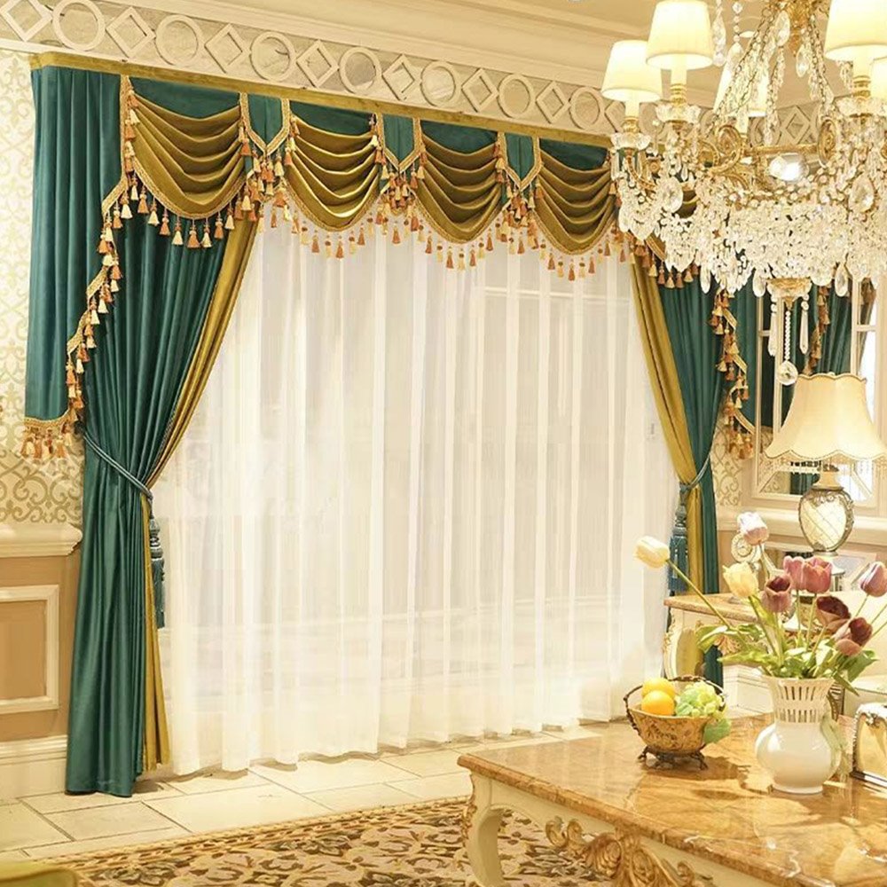 Luxury European Sheer Curtains Window Screening Decoration Translucidus for Living Room Bedroom Custom 2 Panels Breathab (144W*96"