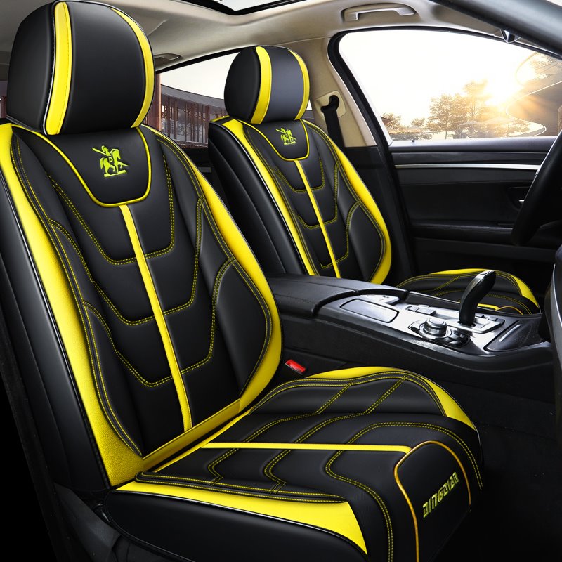 PU Geometric Cotton Sport Seat Cover Full Coverage Soft Wear-Resistant Durable Skin-Friendly Man-Made PU Leather Airbag