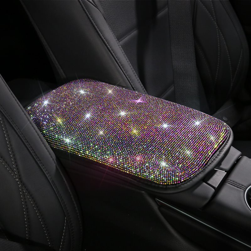 Armrest Cover for Car Cute Bling Auto Center Console Protector Arm Rest Cushion Pad Universal Fit Crystal Rhinestone Car