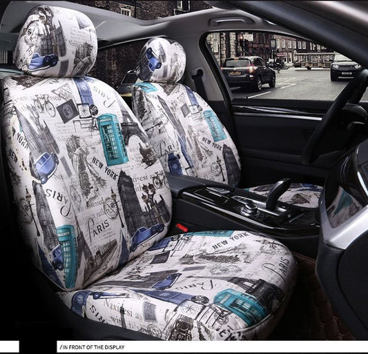 Cloth Plaid Cotton Creative Seat Cover 5 Seats Custom Fit Seat Cover With A Steering Wheel Cover Environmentally Friendly Healthy Cloth Materials Wear Resistance Scraping Resistance No Peculiar Smell Most Models Are Customizable