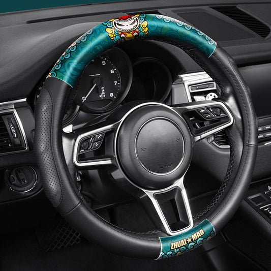 Chinese Style Breathable Steering Wheel Cover Microfiber Leather