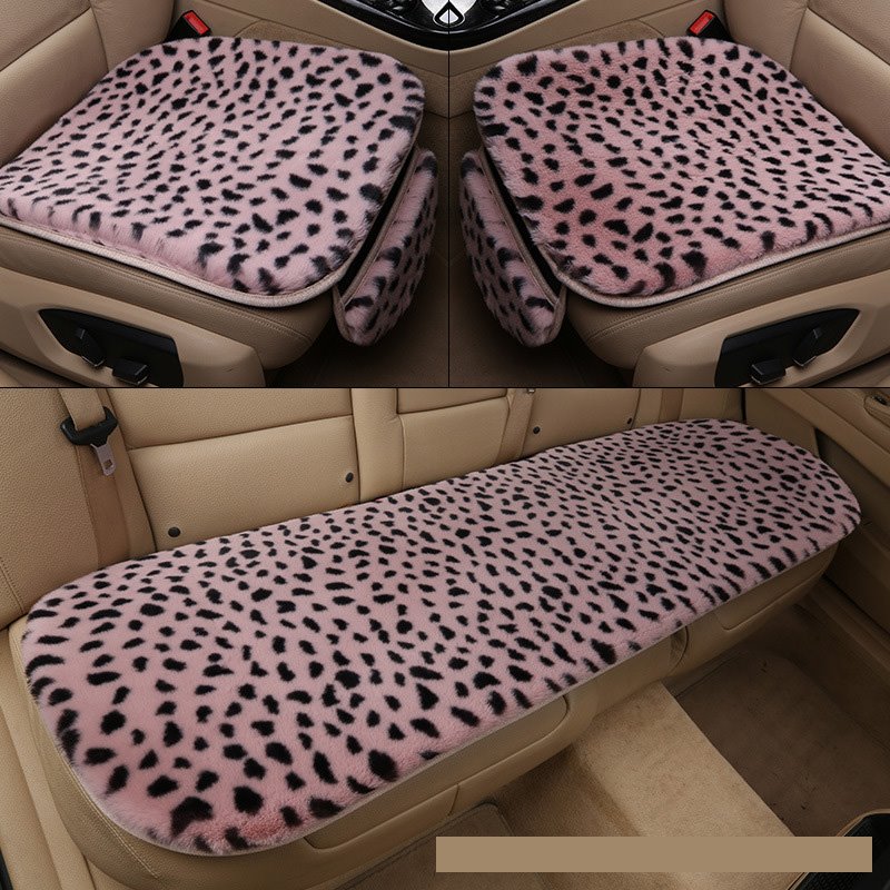 Leopard Comfort Car Seat Cover Front and Rear Bench Seat Cushion Protector Interior Accessories Soft Non-Slip Bottom Car
