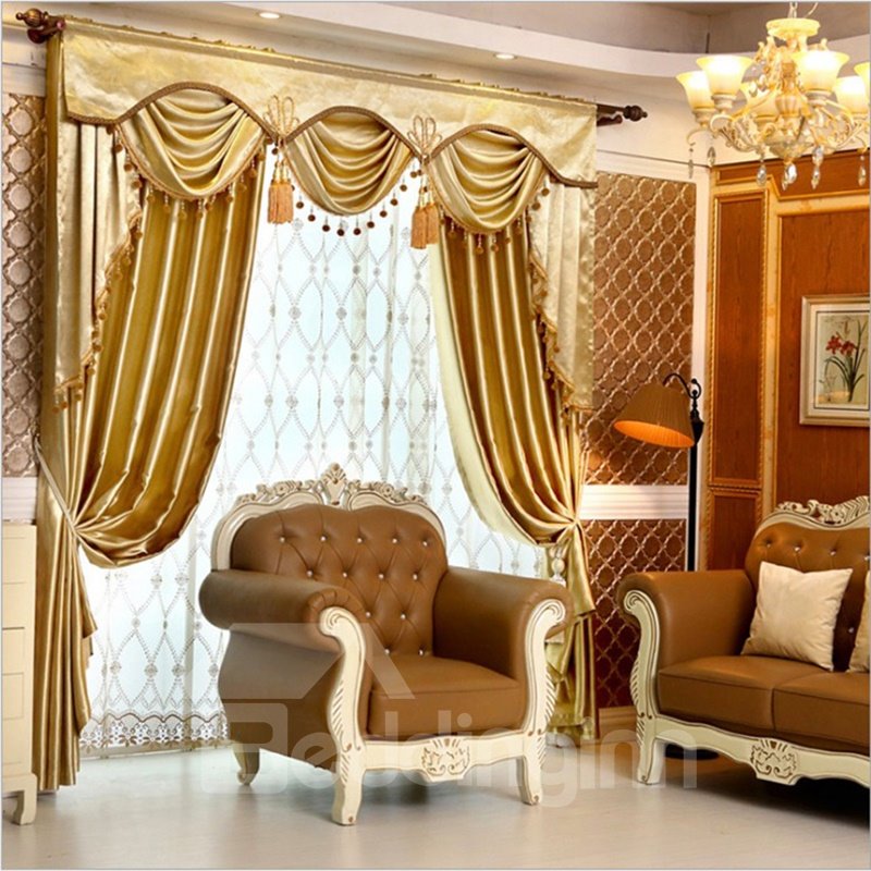 Gold Blackout Curtains for Bedroom Living Room Custom Room Darkening Window Curtains Drapes No Pilling No Fading No off- (84W*63"L