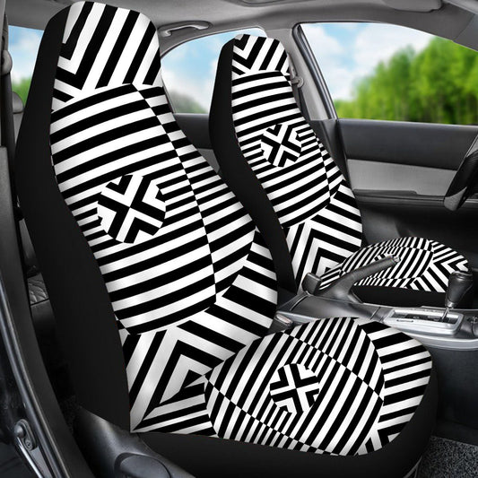 2 fundas para asientos delanteros con patrón de cebra, ajuste universal, se estiran para adaptarse a la mayoría de los asientos estilo cubo de coches y SUV.