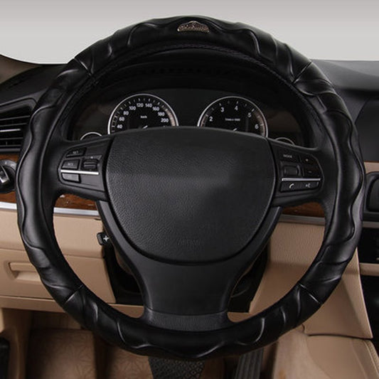 Durable PU Leather Material With Beautiful Arc Lines Medium Car Steering Wheel Cover Suitable for Most Round Steering Wh