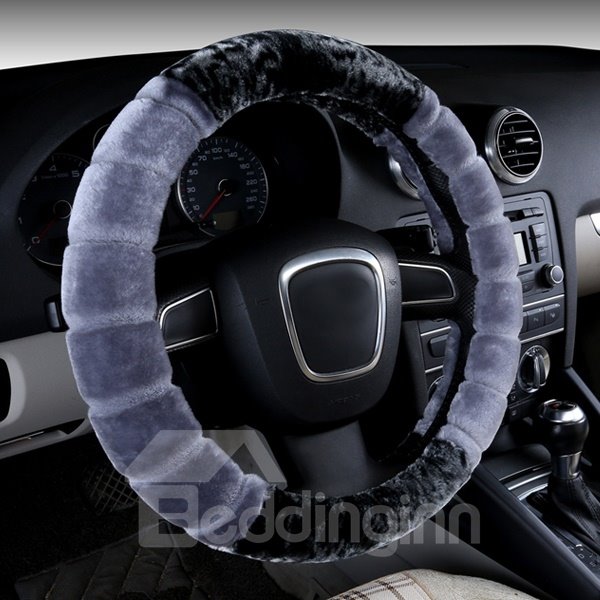 Special Cool Contrast Color Style Design Plush Material Warm Car Steering Wheel Cover