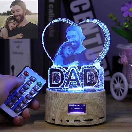 Custom Dad 3D Crystal Music Lamp with Photo
