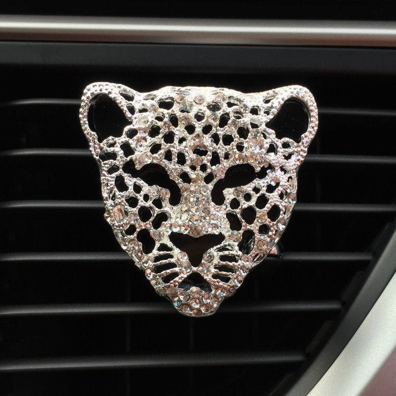 2 Pieces Bling Car Air Vent Clips Car Decoration Accessories Crystal Rhinestone Car Clips Crystal Car Aromatherapy(Leopard)