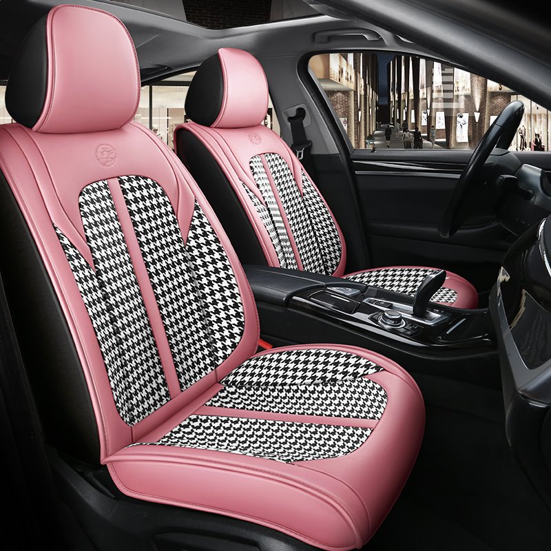 Combination of Durable Leather and Wear-resistant and Breathable Ice Silk Material Suitable for Most 5-seater Cars or Pi
