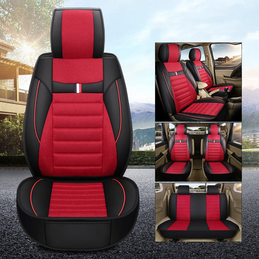 Black Red Brown Black Universal Seat Cover High Quality Artificial Leather Material And Linen Cloth Suitable For Most 7 Seater And 5 Seater Models Ple