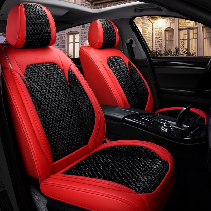 Car Seat Covers Wear-resistant Leather & Breathable Ice Silk Material Comfortable Breathable And Sweat-free 5-seater Ful
