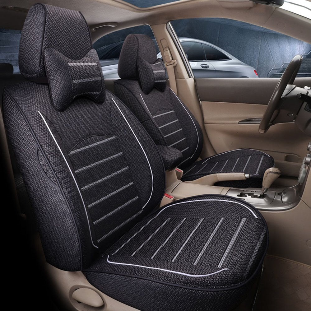 5 Seater Custom Fit Seat Covers High Quality Linen Material Breathable Environmentally Friendly and Durable with 2 Pillo
