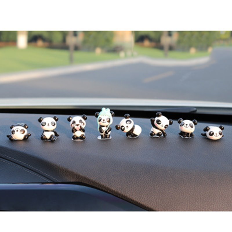 Adornos decorativos para muñecas Mini Panda para el interior del coche, paquete de 8