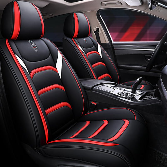 5-Sitzer-Autositzbezüge mit Streifenmuster, komplettes Set, verschleißfester Sitzkissenbezug aus Kunstleder