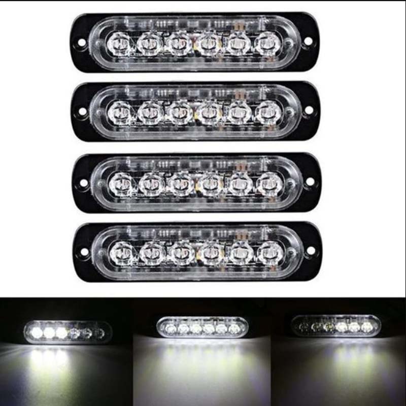 External Lights Automobile LED Light 6 Light Ultra Thin Flash Light Pickup Flash Light 12-24V Warning Light 6 LED(If You Want Another Color Please Lea