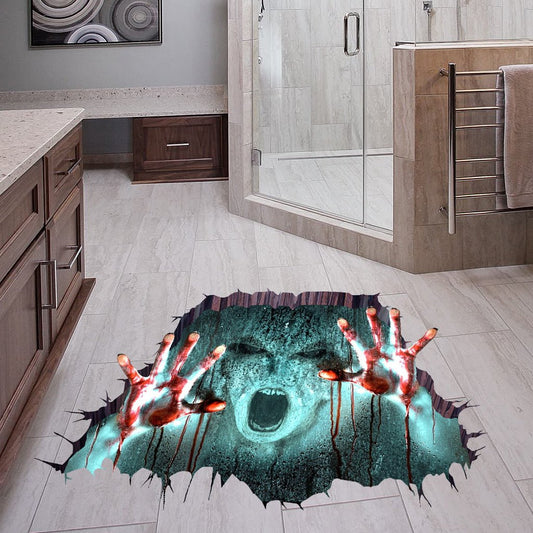 Halloween 3D Creepy Removable Wall Decals Waterproof 3D Floor Stickers PVC Wall Stickers