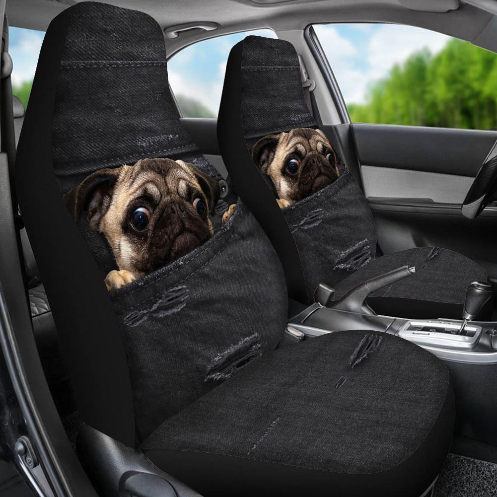 2 Pieces Wearproof Dirt-proof Easy to Clean Front Single Car Seat Covers Animal Summer Cooling Four Seasons Car Seat Covers for Front Two Seats Comes with 2 Pieces - Honeycomb Cloth