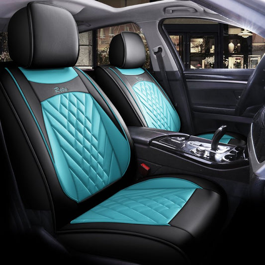 Universal Car Seat Covers for 5 Seater Sedan SUV Full Set Faux Leather Diamond Pattern