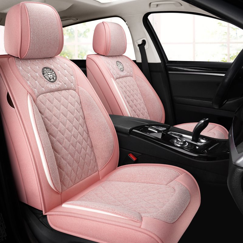Cloth Car Seat Cover Synthetic Linen Fabric Waterproof Washable Breathable Seat Cushion Front and Rear Full Set Univers