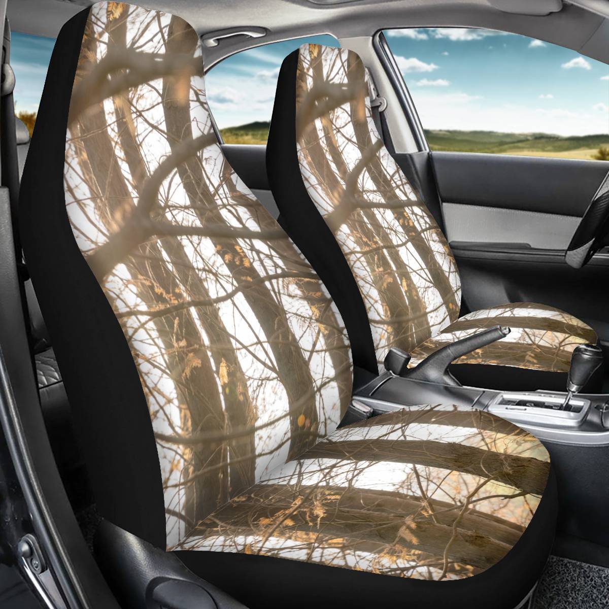 2 Pieces Wearproof Dirt-proof Easy to Clean Front Single Car Seat Covers Plant Landscape Summer Cooling Four Seasons Car Seat Covers for Front Two Seats Comes with 2 Pieces - Honeycomb Cloth