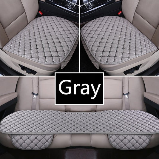 Modern Style Plaid Pattern Linen Material 3-pieces Car Seat Mat