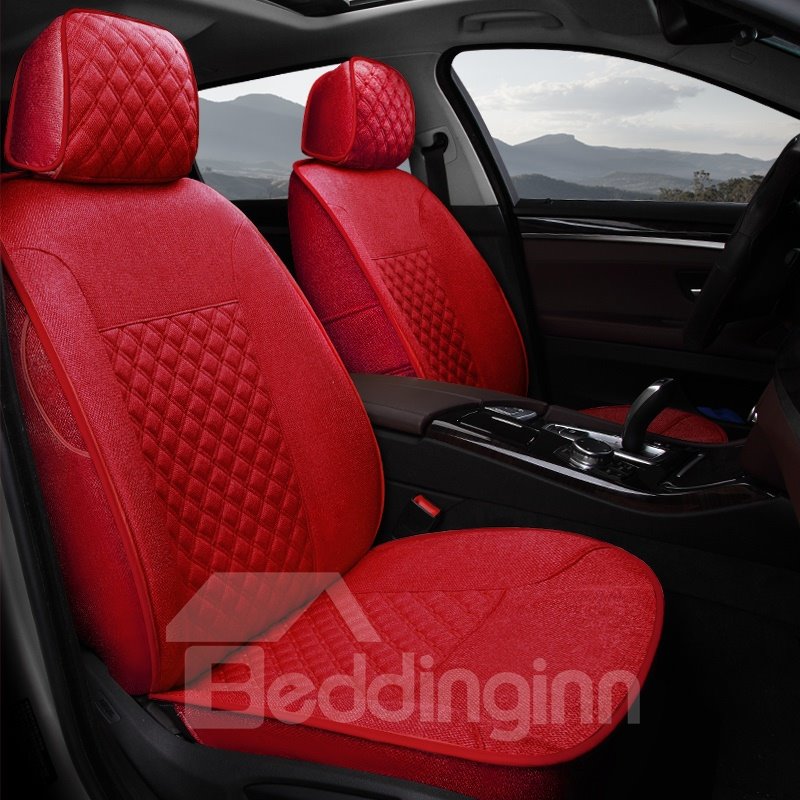 Casual Series Pure Color Soft And Comfy Diamond Grids Custom Fit Car Seat Covers