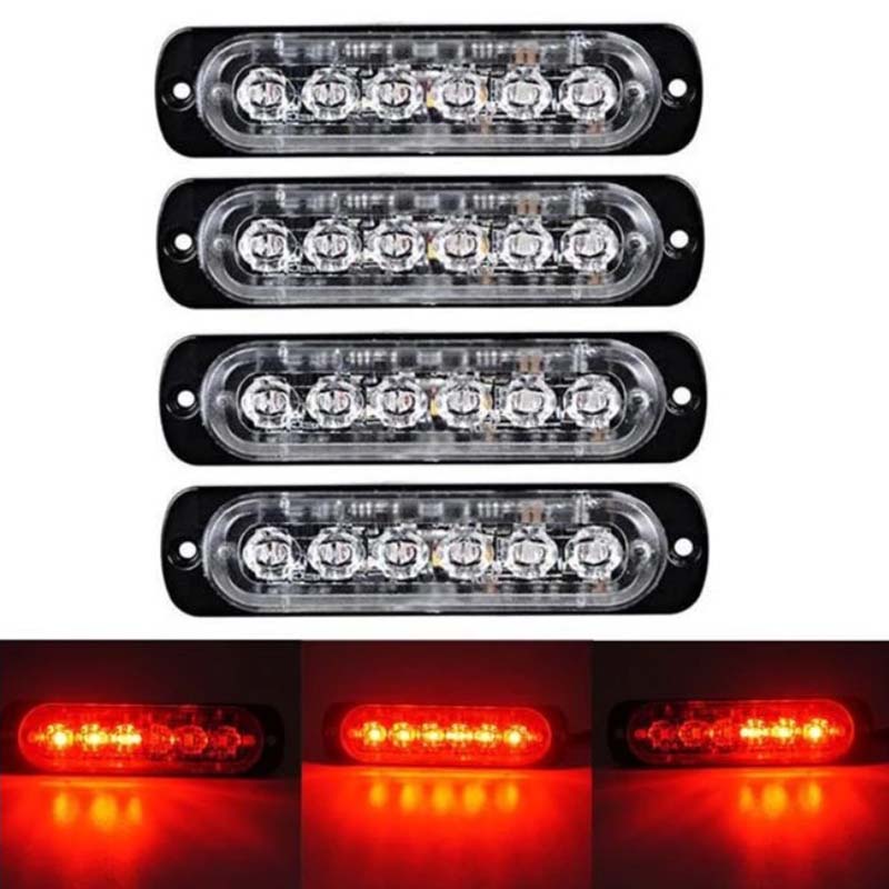 Luces externas Luz LED para automóvil 6 luces Luz de flash ultrafina Luz de flash para recogida Luz de advertencia de 12-24 V 6 LED (si desea otro color, lea