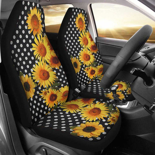 2 Stück Vordersitzbezüge, Sonnenblumen-Druckmuster, universelle Passform, dehnbar, passend für die meisten Auto- und SUV-Schalensitze