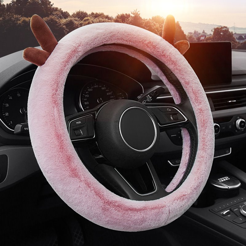 Deer Route Car Steering Wheel Cover, Microfiber Leather Car Interior with Anti-Slip Design, Universal 15 Inch Automotive