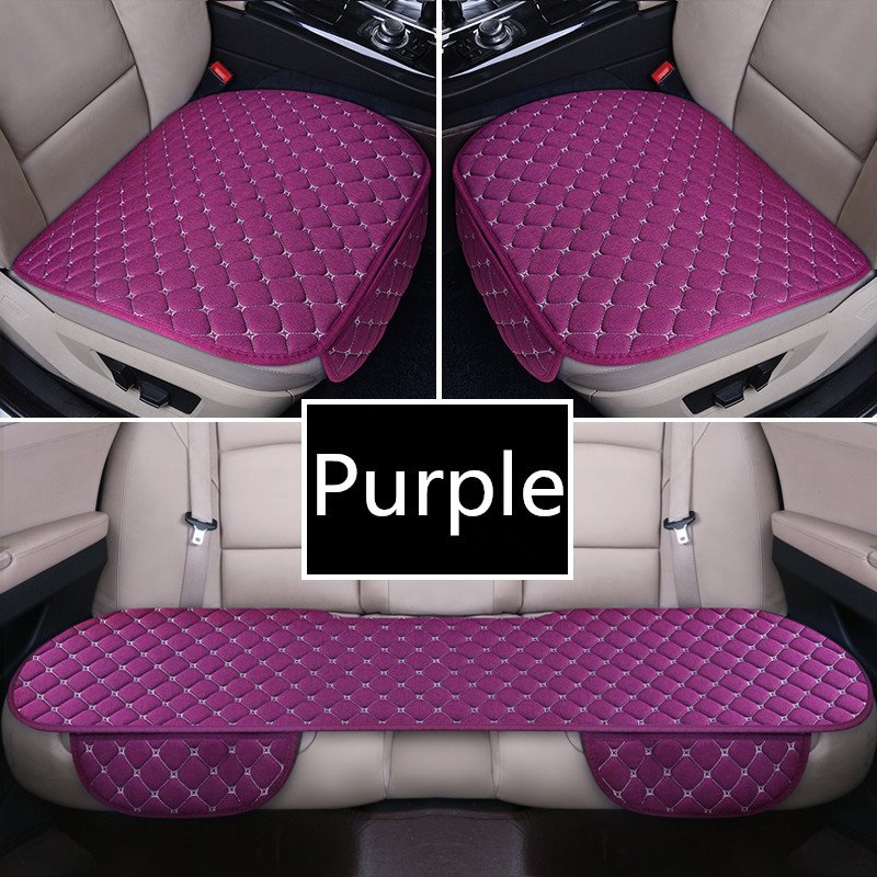 Estera de asiento de coche de 3 piezas de material de lino con patrón de cuadros de estilo moderno 