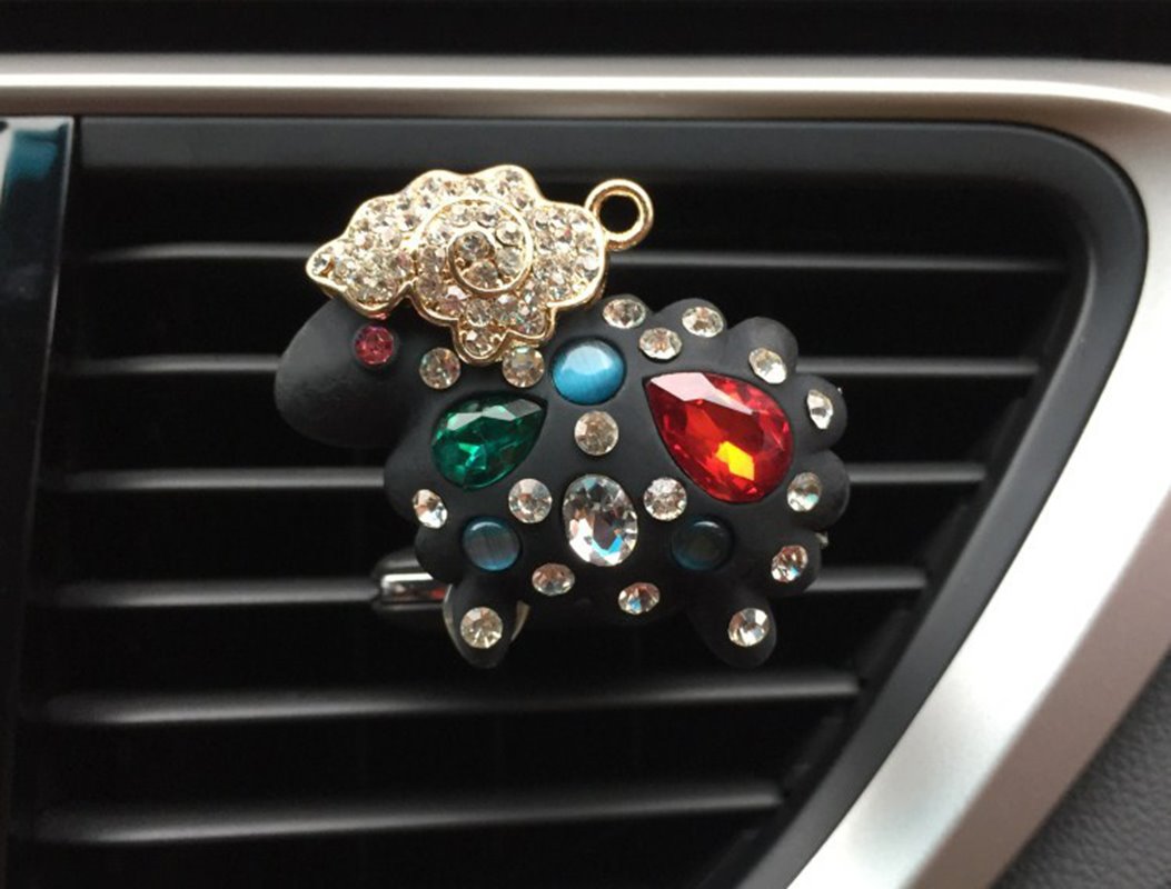 2 Pieces Bling Car Air Vent Clips Car Decoration Accessories Crystal Rhinestone Car Clips Crystal Car Aromatherapy(Sheep)