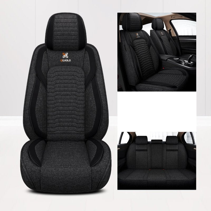 Material de lino, cómodo juego completo de fundas para asientos de automóvil, ajuste universal para la mayoría de los automóviles, protección de asientos delanteros y traseros, accesorios interiores de automóviles