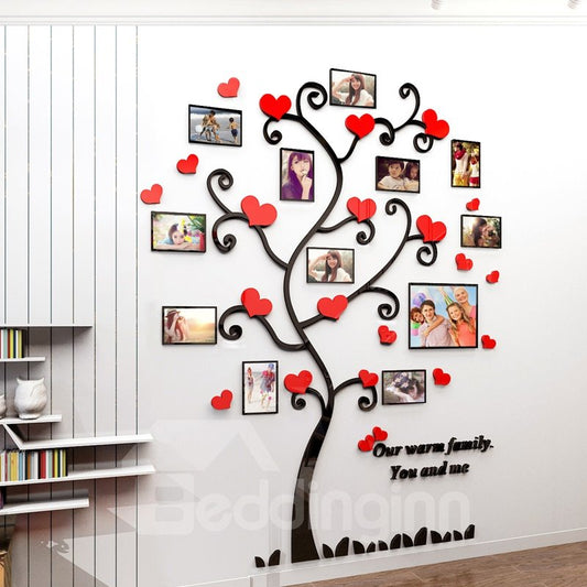 3D Acrylic Wall Stickers Photo Frames FamilyTree Wall Decal Easy to Install & Apply DIY Photo Gallery Frame Decor Sticke