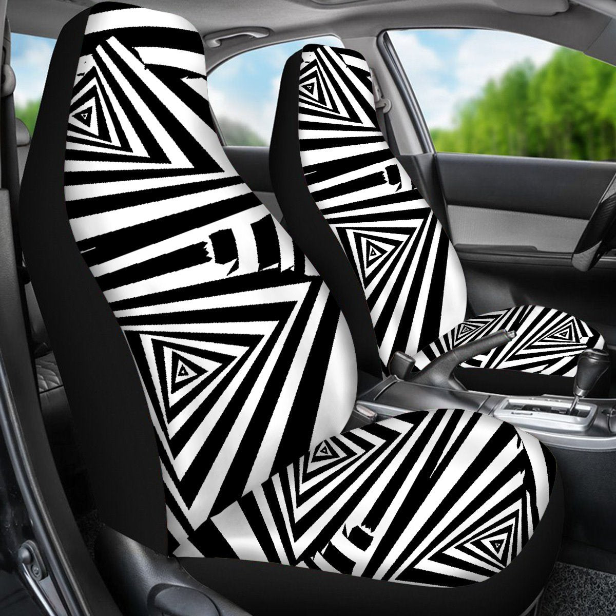 2PCS Front Seat Covers Zebra Pattern Universal Fit Seat Covers Will Stretch to Fit Most Car and SUV Bucket Style Seats