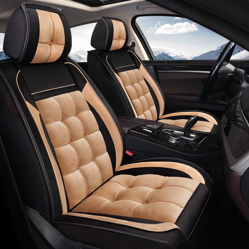 5 Seats Full Set Leather Car Seat Covers Comfortable And Warm Soft Winter Plush Material Fully Enclosed Version Dirt Res