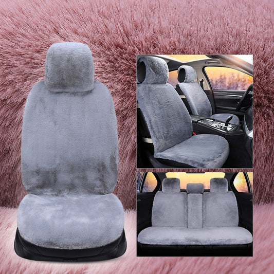 Winter Warm Sheepskin Car Seat Cover Luxury Long Wool Full Set Seat Cover Fits Most Car, Truck, SUV, or Van