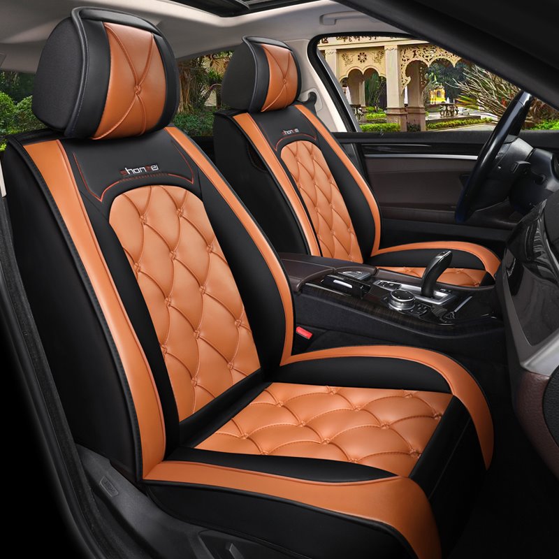 Auto Leather Car Seat Covers, Faux Leatherette Automotive Vehicle Cushion Cover for Cars SUV Pick-up Truck Universal Fit Set for Auto Interior Accesso